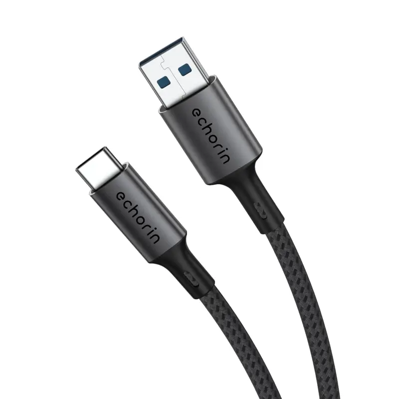 Echorin USB 3.0 USB-A to Type-C 5Gbps Yüksek Hızlı Veri ve Şarj Kablosu (1 Metre) - Gri