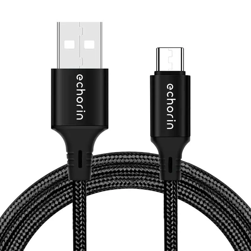 Echorin USB-A to Type-C Örgülü Hızlı Şarj ve Data Kablosu (1 Metre) - Siyah